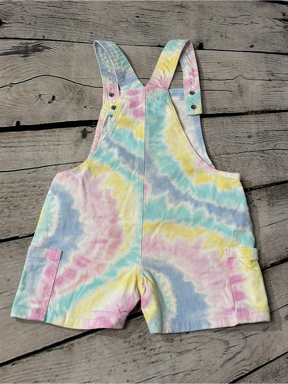 Garanimals Pastel Tie-Dye Shortalls Overalls - Pink, Blue, Yellow, Mint